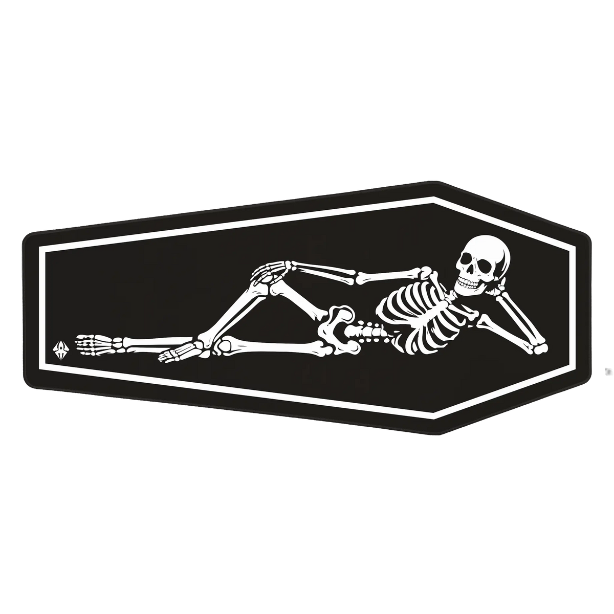 Dead Chill Coffin Muismat met wit skelet op zwart