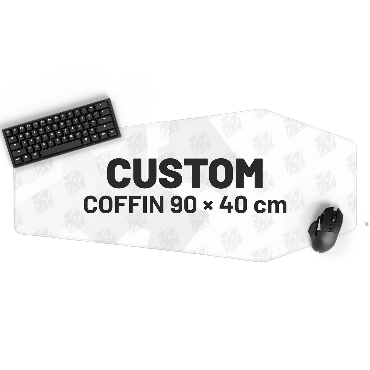 Custom coffin gaming muismat van 90 x 40 cm met toetsenbord en muis